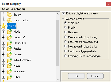 Playlist rotation rules SAM Broadcaster.png