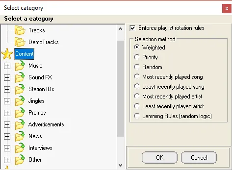 Playlist rotation rules SAM Broadcaster.png