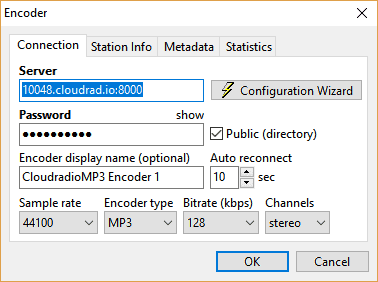 Radio caster audio settings