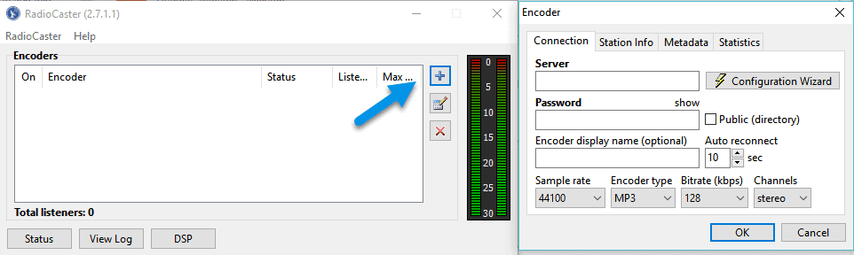 Radio caster encoder setup