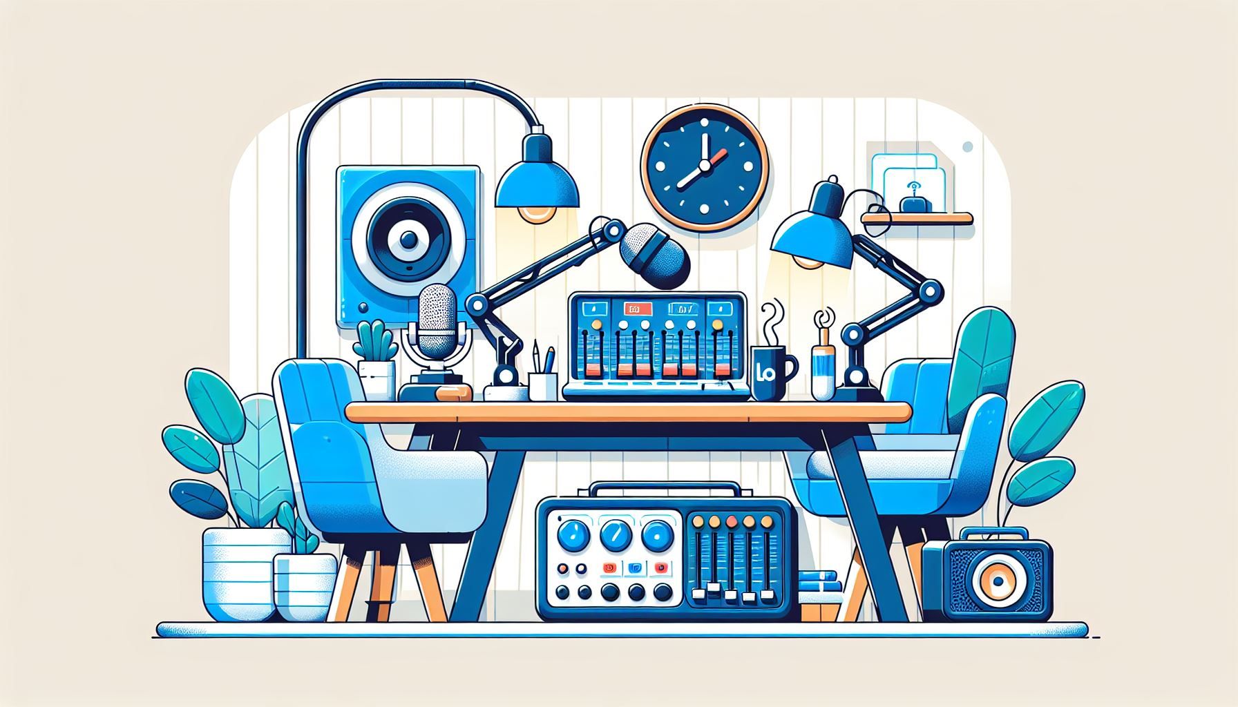 Radio station equipment for a professional studio