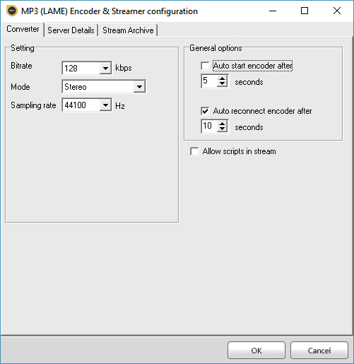 Sam cast converter settings