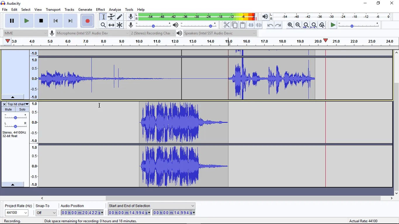 Audacity audio recording program for radio shows
