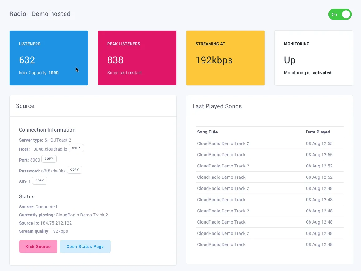 Radio Console Dashboard